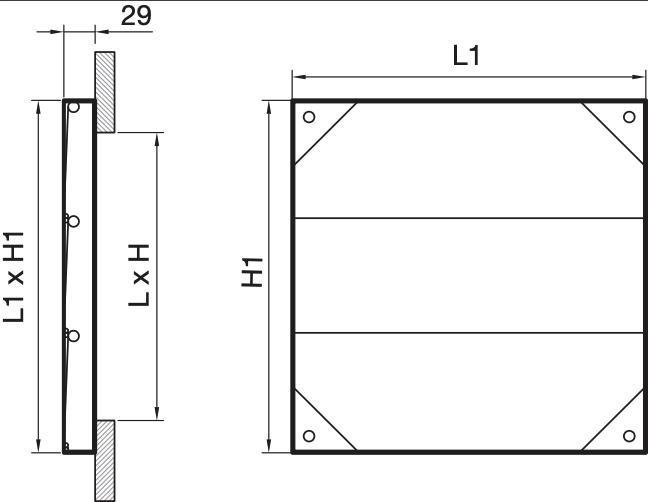 OKR-03280328 - Lamellen overdruk ventilatierooster van aluminium - 328x328mm